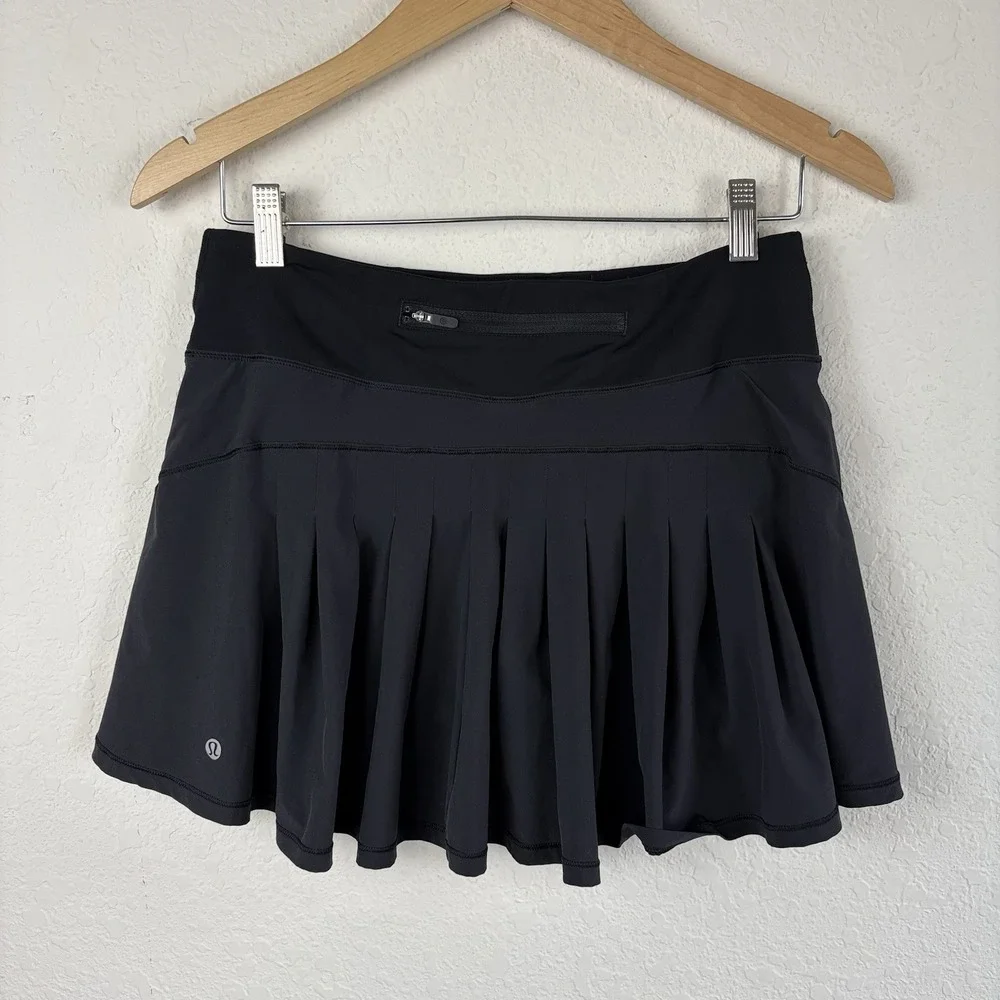 Lululemon Womens 6 Circuit Breaker Skort Skirt Black Pleated Tennis Shorts Liner